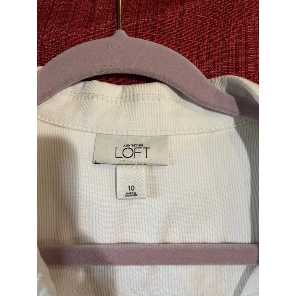Ann Taylor Loft White Corduroy Short Sleeve Button Up Jacket Size 10 - Picture 2 of 9